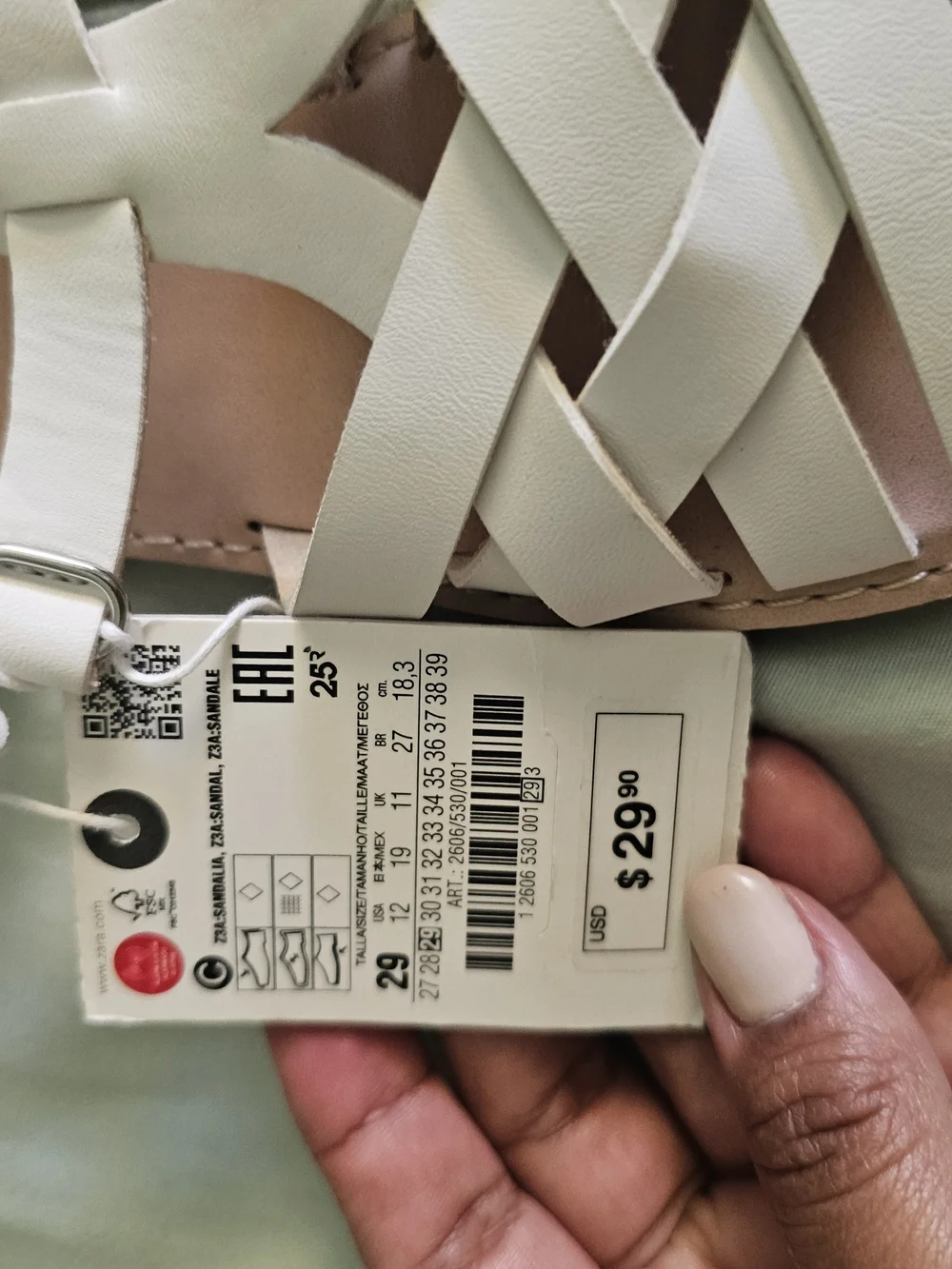 Zara Kids Cream Crisscross Strap Sandals